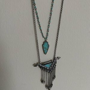 Lucky brand boho silver/turquoise necklace